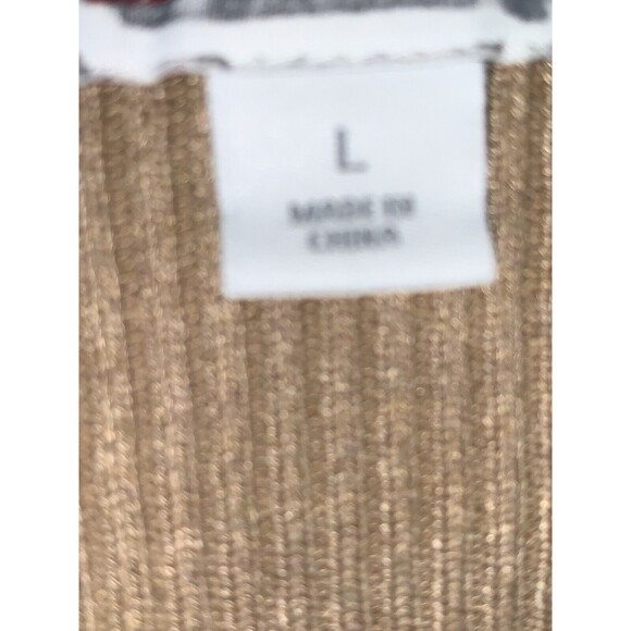 Liz Claiborne Beige Open Front Knit Cardigan Sweater Size LARGE - Picture 12 of 13